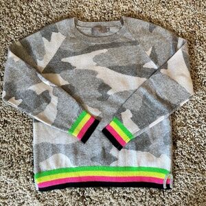 Brodie 100% Fine Cashmere Gray Camo Jumper Sweater XS